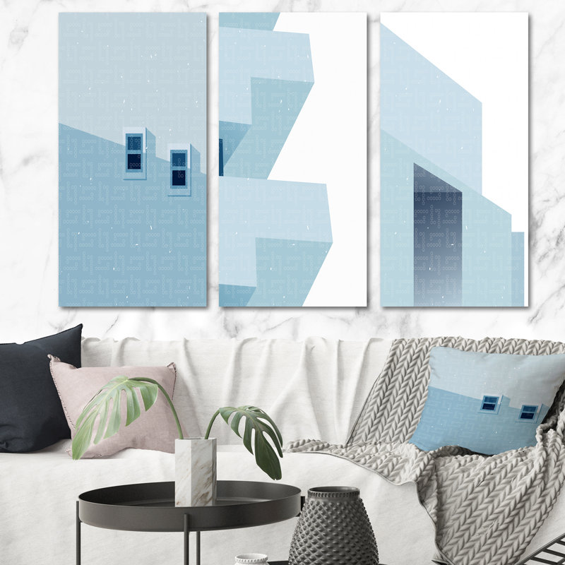 Graphic Vintage Minimal Architecture IV - Ensemble d'art moderne Mid-Century de 3 pièces, L 60 po x H 40 po