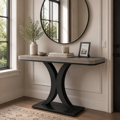 Console 40 po, table de vestibule étroite avec base géométrique