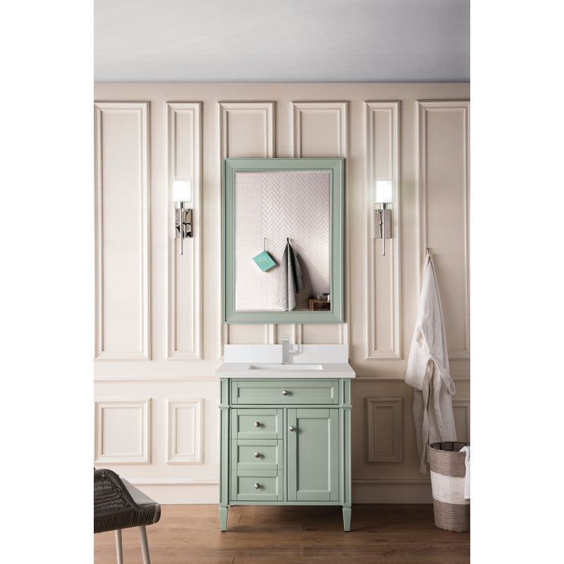 Brittany 30'' W Single Vanity, Sage Green, White Zeus, Single-Hole