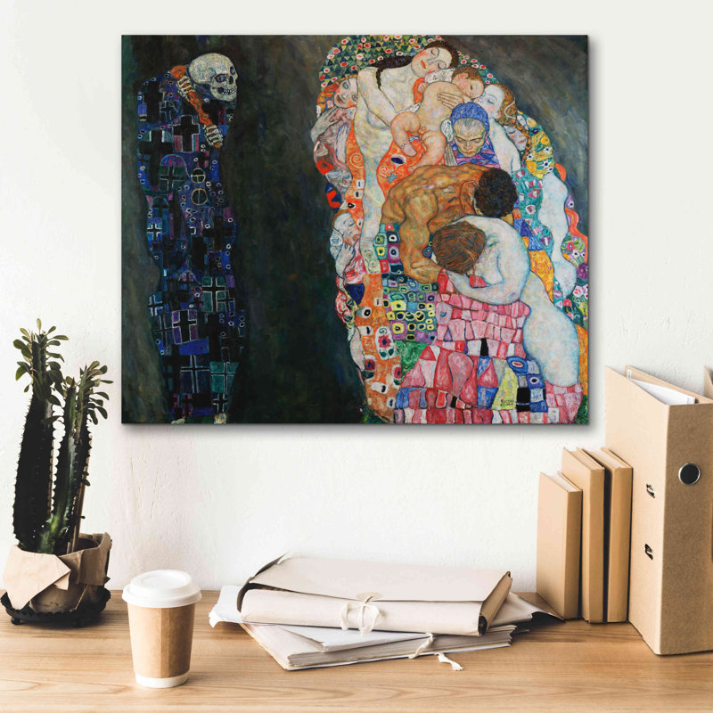 «Mort et vie» par Gustav Klimt, art mural sur toile, H 20 po x l 24 po x P 0,75 po