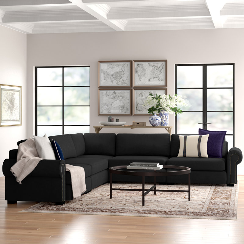 Mosely Upholstered L-Shaped Sectional Symmetrical, Charcoal Revolution®
