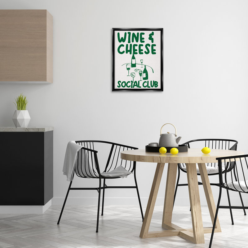 Cadre flottant Wine & Cheese Social Club, conçu par House of Lulu, Cadre flottant noir de jais, H 21 po x l 17 po