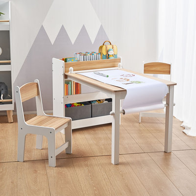 Children Play Table with Bookcase and 2 Chairs Set by Harriet Bee