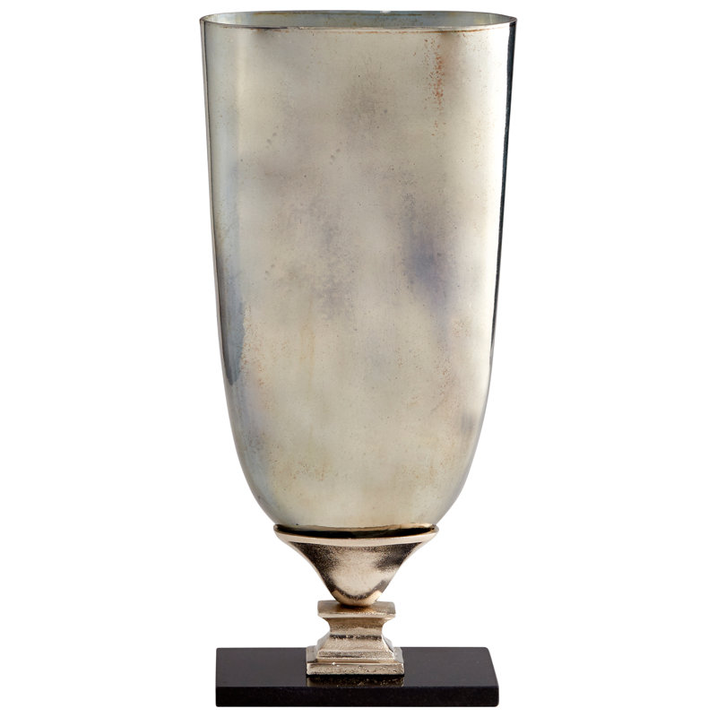 Vase de table en verre brun/gris, H 22 po x l 10 po x P 4,75 po