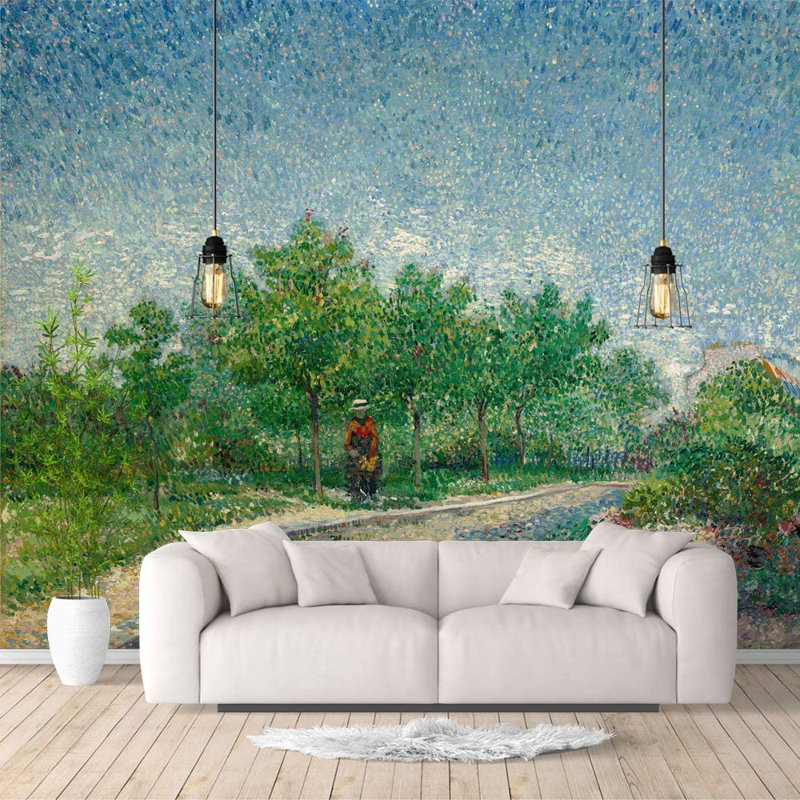 Murale Femme dans le jardin, L 100 po x l 144 po