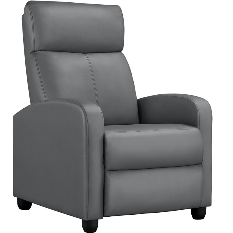 Manual Glider Recliner Armchair  with 3 Relaxation Modes, Grey