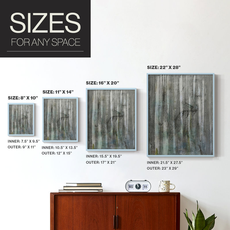 «Birch Forest Abstracts I», reproduction encadrée de qualité supérieure - prête à être accrochée - aucun clou requis - aucun clou requis