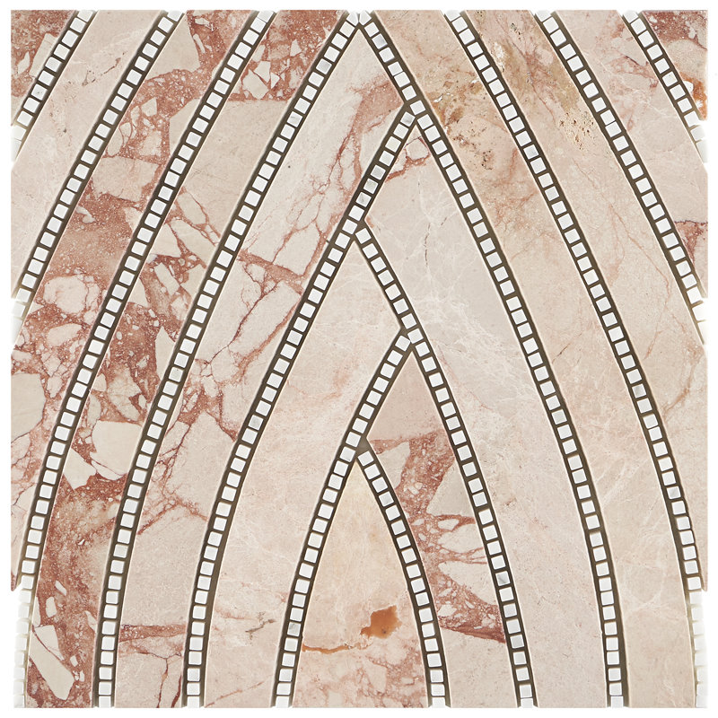 Westgate Leaf Marble Novelty Mosaic Wall & Floor Tile, Pink