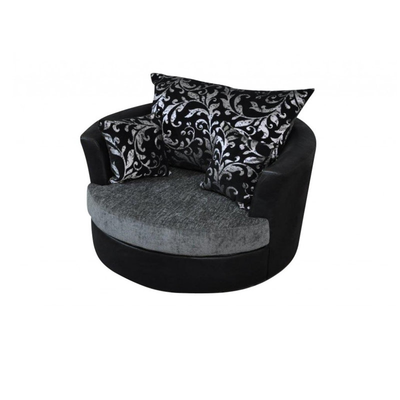Shannon Upholstered Chenille Swivel Barrel Chair
