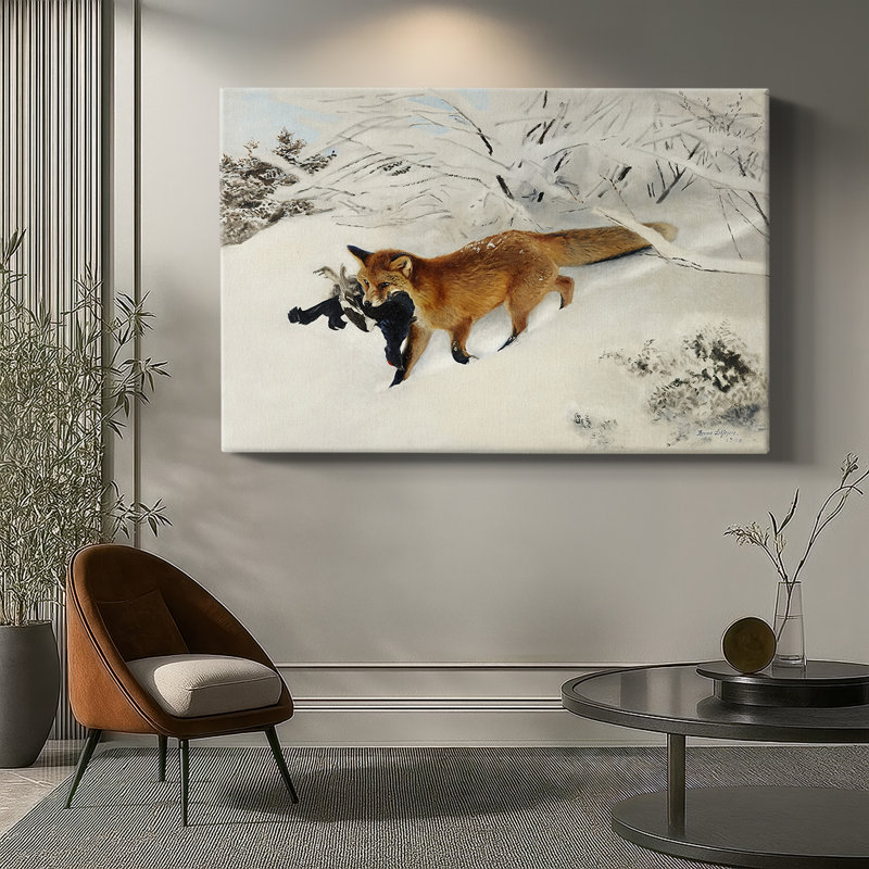 Fox with a Black Grouse-Bruno Liljefors-Gallery Wrapped Canvas-1899, 18 x 27
