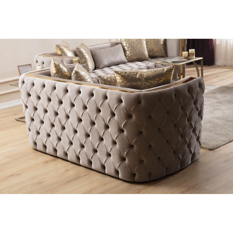 Ensemble de 3 pièces capitonnées avec tissu velours et détails Lamine