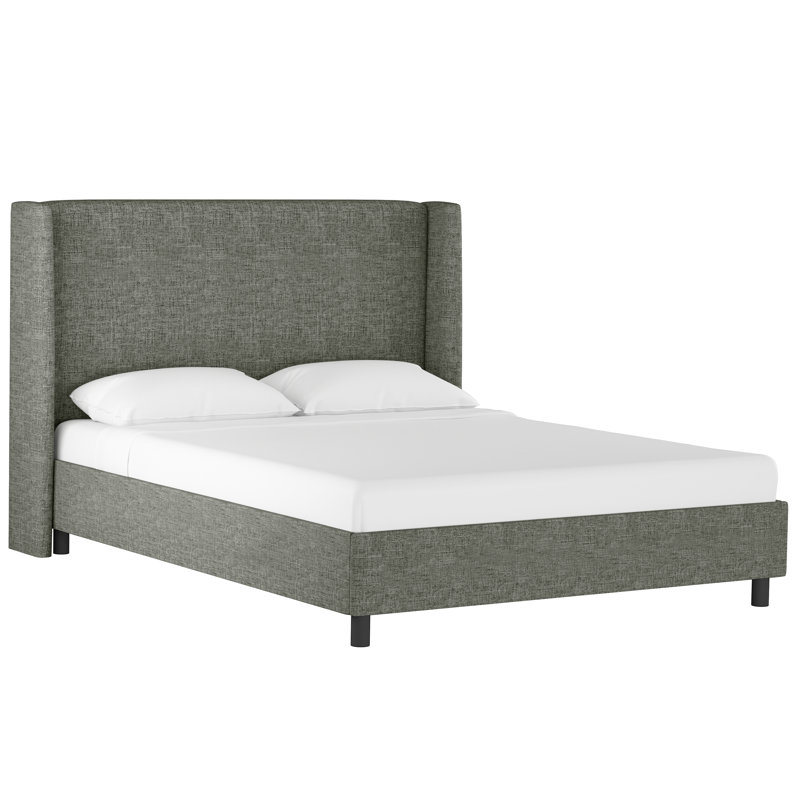 Tilly Upholstered Low Profile Platform Bed, Full, Zuma Charcoal Textured Linen