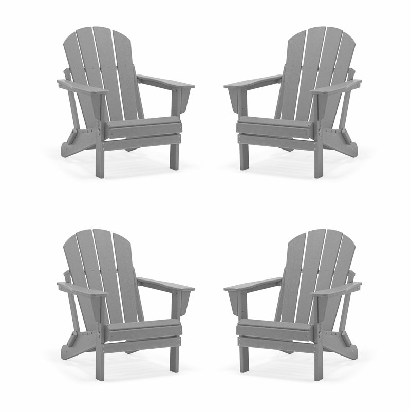 Chaise Adirondack pliante en plastique Lutie, Gris clair
