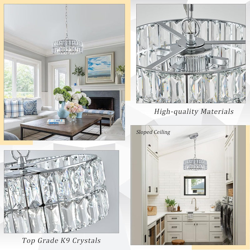  Crystal Chandeliersmodern Semi Flush Mount Ceiling Light