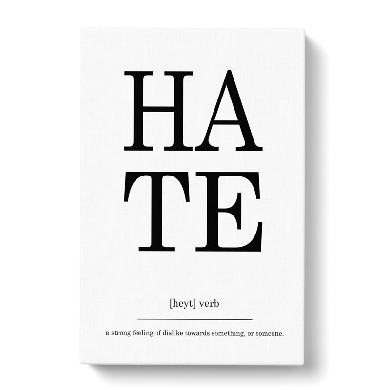 Definition Of Hate - Wrapped Canvas Print, 50cm H x 35cm W x 3cm D