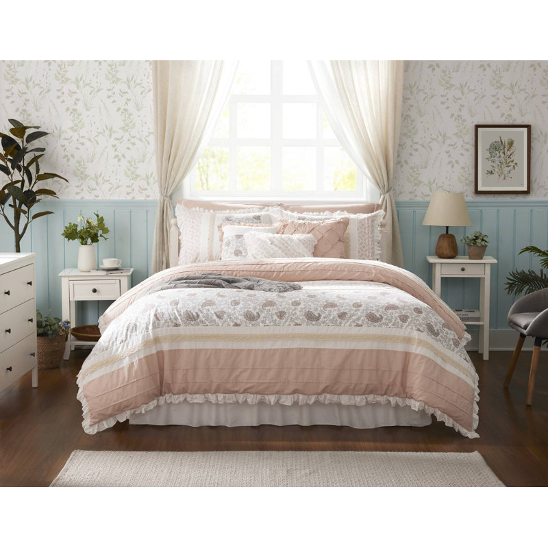 Blush Cotton King Reversible 9-Piece Comforter Set
