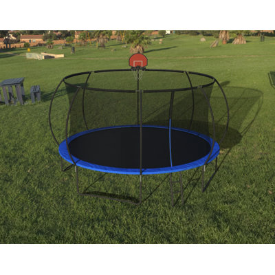 Trampoline citrouille 14 pi avec panier de basketball et bornes à arc renforcé