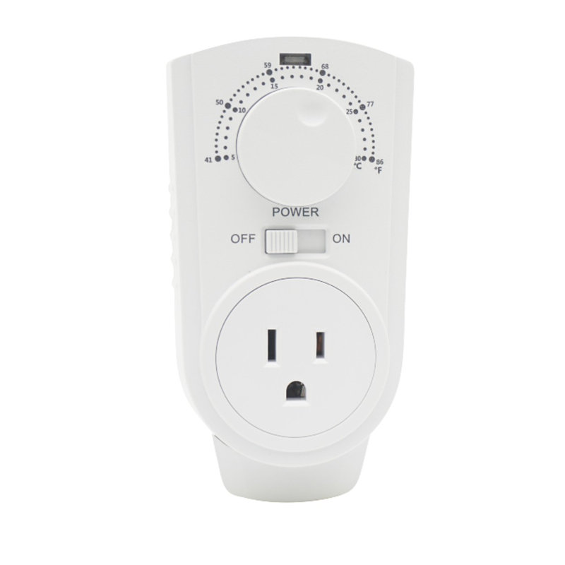 White Analog Plug-In Thermostat for Heating and Cooling