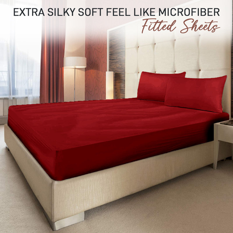 Kian-Scott Plain Weave / Muslin Fitted Sheet, Double (4'6), Red