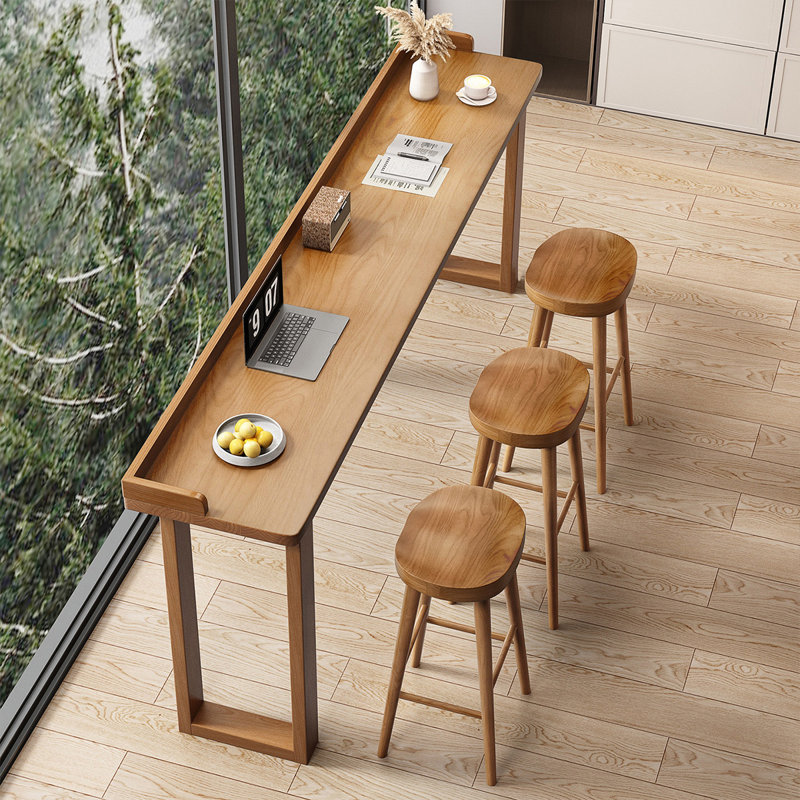 Table de salle à manger en bois massif avec garde de bord, H 43,3 po x L 78,7 po x l 15,7 po