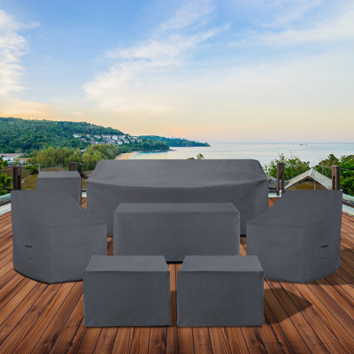 Brandtley Patio Furniture Cover For 7 Seater Sofa Conversation Set, Water Repellent UV & Weather Resistant Cover