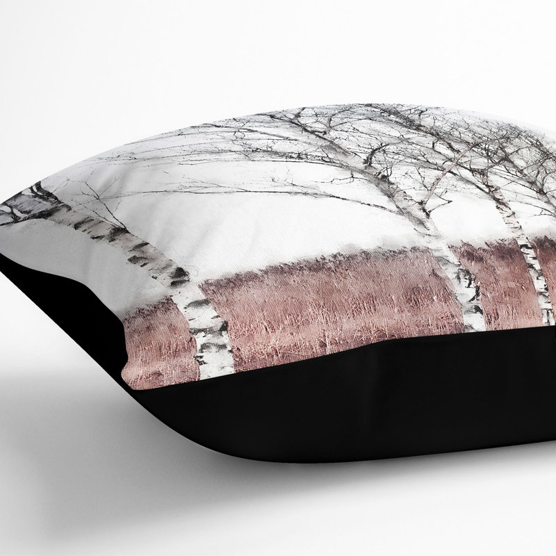 Row of Birch Trees Cushion with Filling, Black, 40cm H x 40cm W x 15cm D