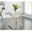 Tierra Modern Chrome Metal & Glass Round Dining Table Set with 6 Quilted Faux Leather Chairs-837614738