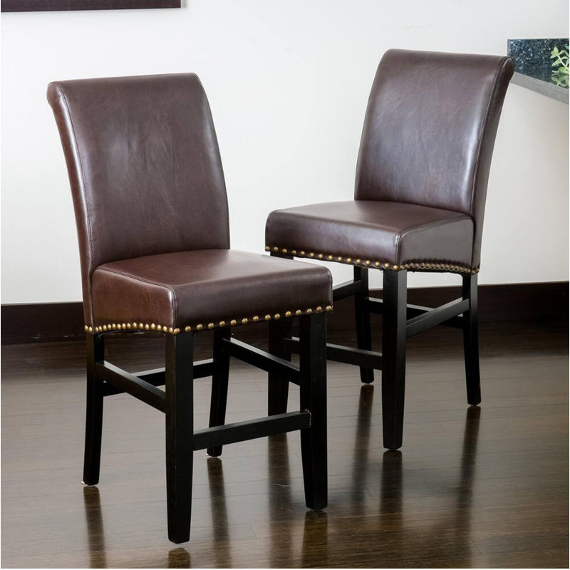 Tabouret de comptoir rembourré avec structure en bois Ansonia (ensemble de 2)