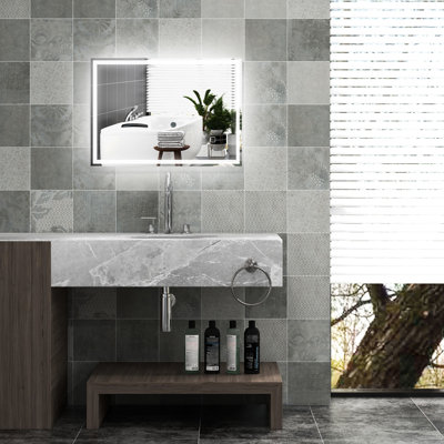 Dimmable Led Bathroom Mirror - 3 Colors & Memory, Touch Control, Adjustable Brightness And Color Temperature, Silver Coated Tempered Glass, Wall Mountable, Waterproof, 31.5"X23.5"X1.5 , Silver-Coated