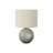 Table Lamp, Ivory Linen Drum Shade, Globe Round Chrome Base, 19 Inch