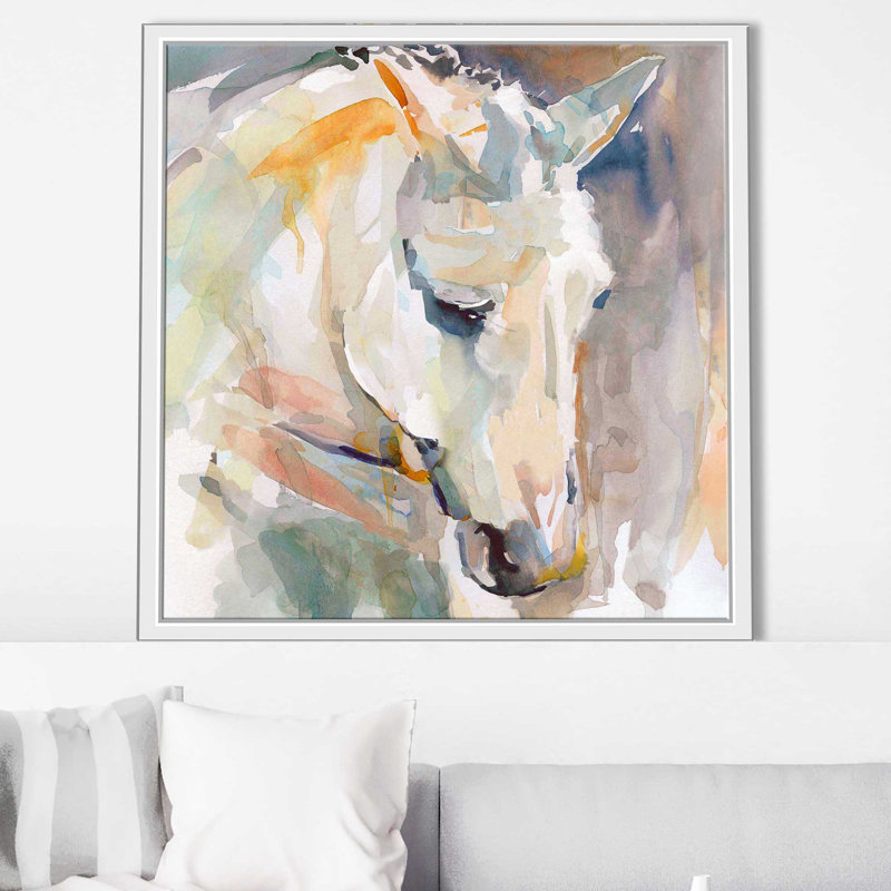 «Beautiful Contemplation» par Carol Robinson - Peinture, Cadre flottant blanc, H 31,5 po x l 31,5 po x P 2 po