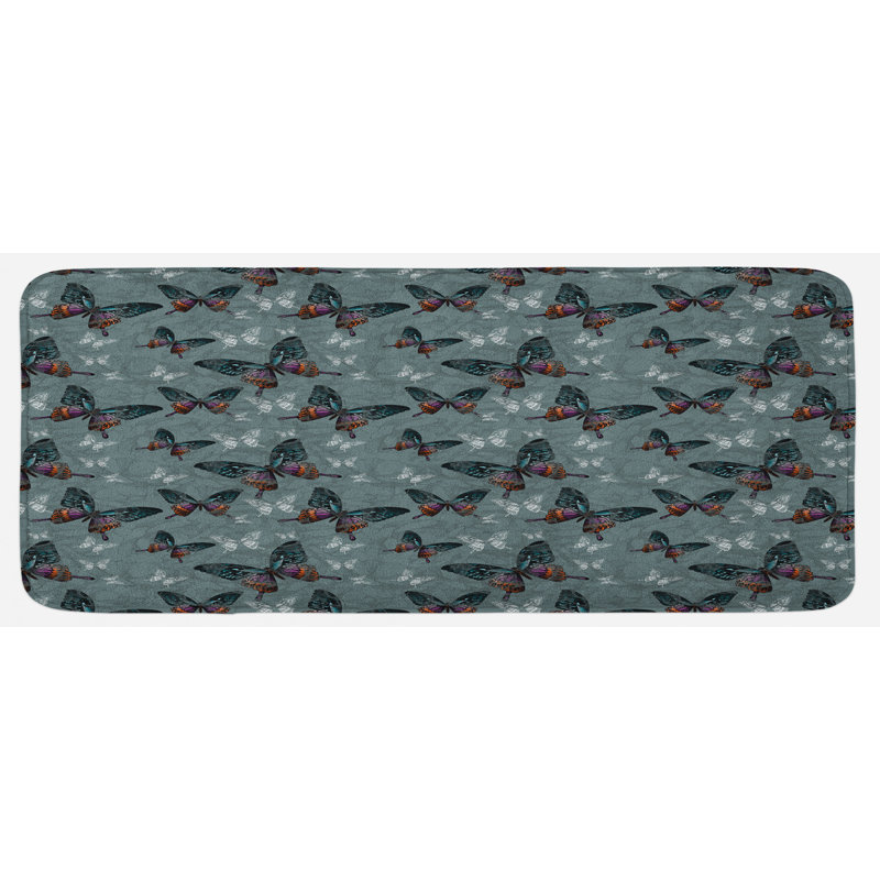 Tapis de cuisine multicolore avec éléments volants multicolores