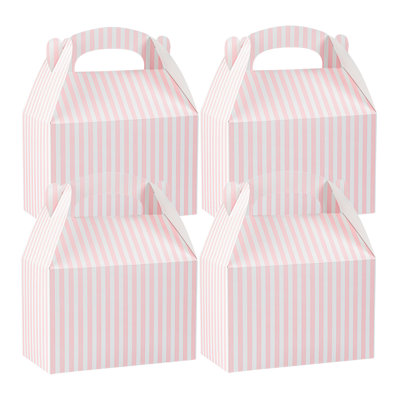 Restaurantware Gable Gift Boxes 25 Count 8.5 x 4.75 x 5.5 Inches Paper Cardboard Favor Boxes Kraft Paper Boxes With Built-In Handle Pink For Birthday Wedding Baby Shower