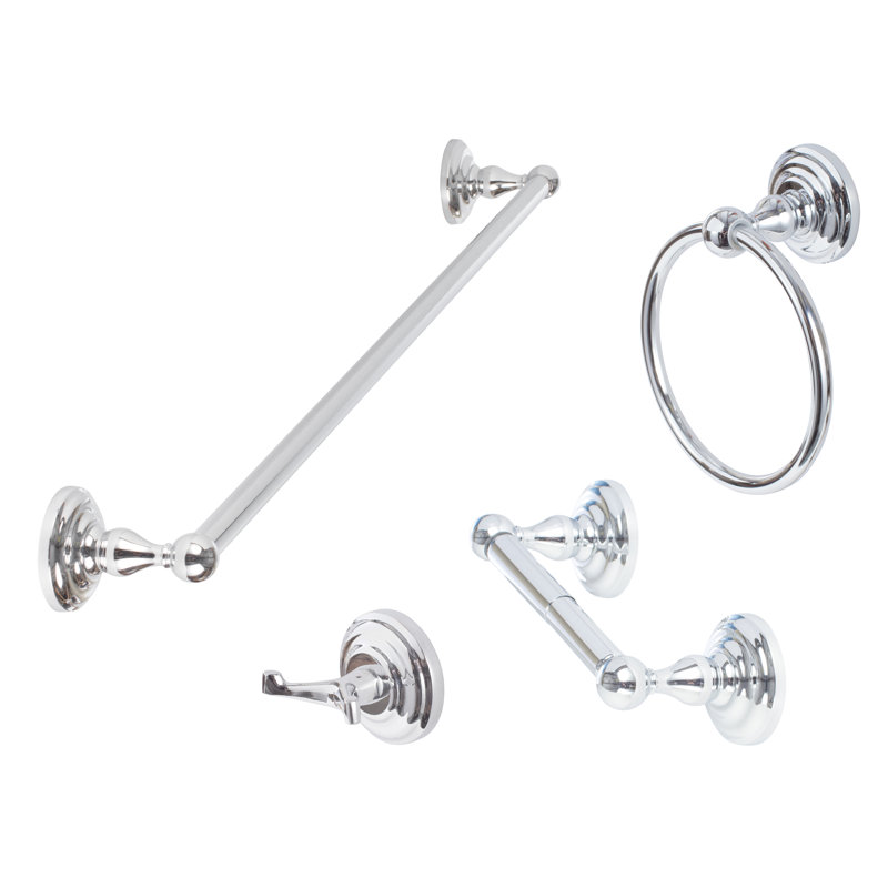 Boulder 4 - Piece Bathroom Hardware Set, Polished Chrome