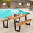 70 In. L X 30 In. W Solid Wood Picnic Table With Bench Umbrella Hole For 6