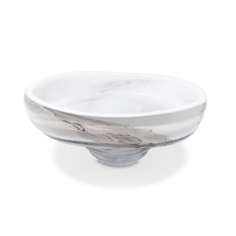 Centre de table en verre blanc 10,75 "avec coups noirs