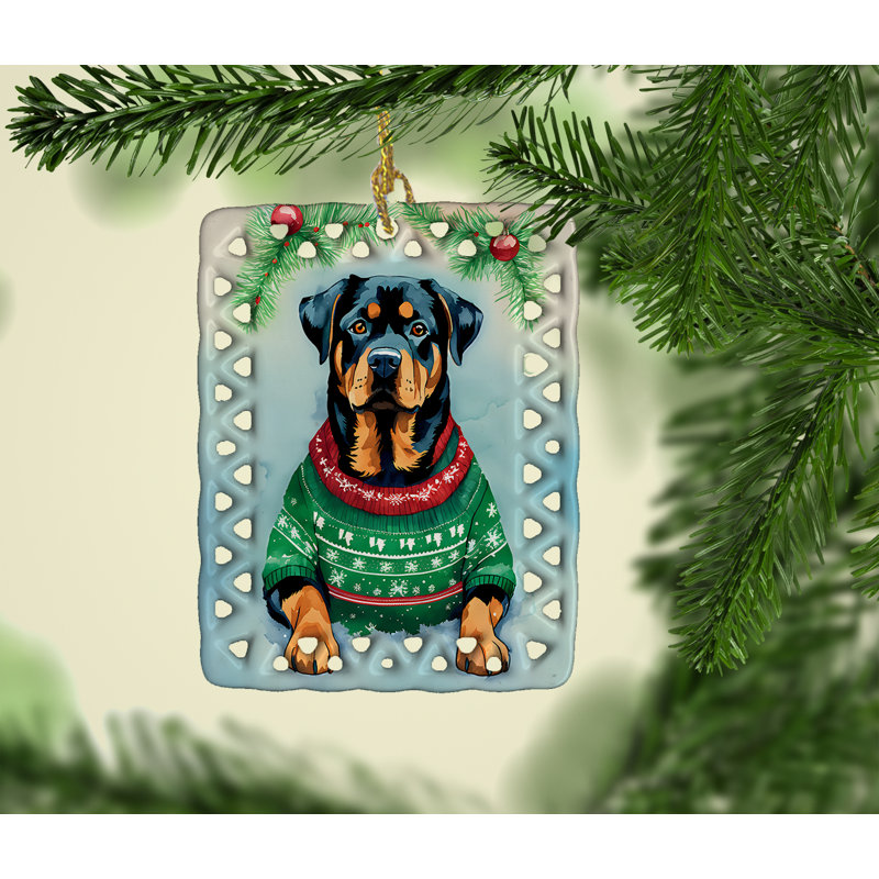 Ornement en porcelaine de Noël Rottweiler, Rottweiler 3610