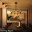 Lustre linéaire à 8 lumières avec globes en verre fumé - Éclairage d'îlot de cuisine en métal noir industriel 33,5 po, hauteur réglable 18,9 po -85,8 po, homologué ETL et UL