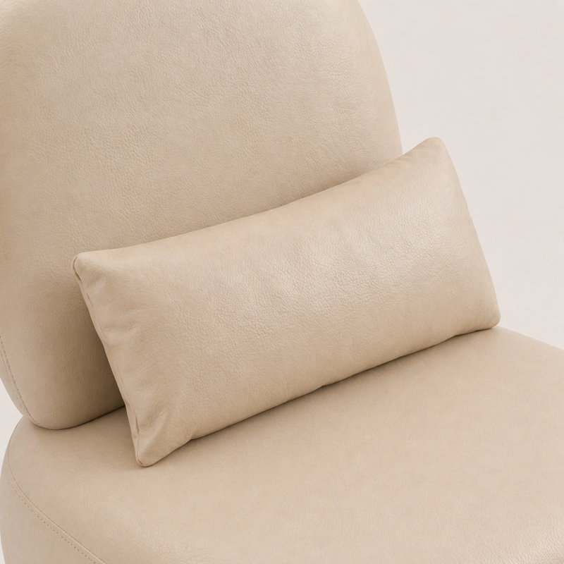 Chaise d'appoint moderne sans accoudoirs avec coussin, Similicuir crème