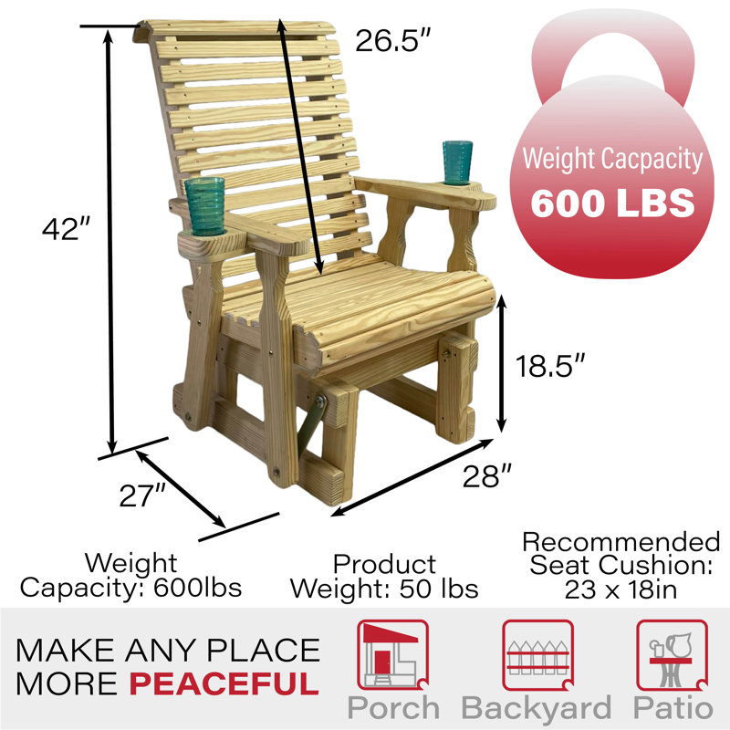 Fauteuil oscillant traité Amish Casual 600 lb, Non fini