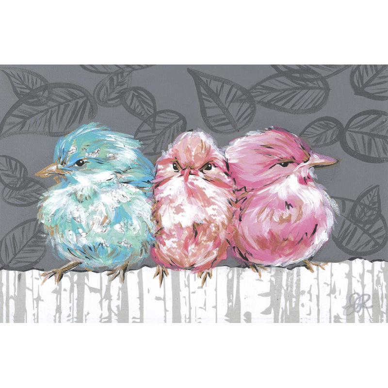 Trio d'oiseaux de l'UA CH I, H 24 po x l 36 po x P 1,25 po