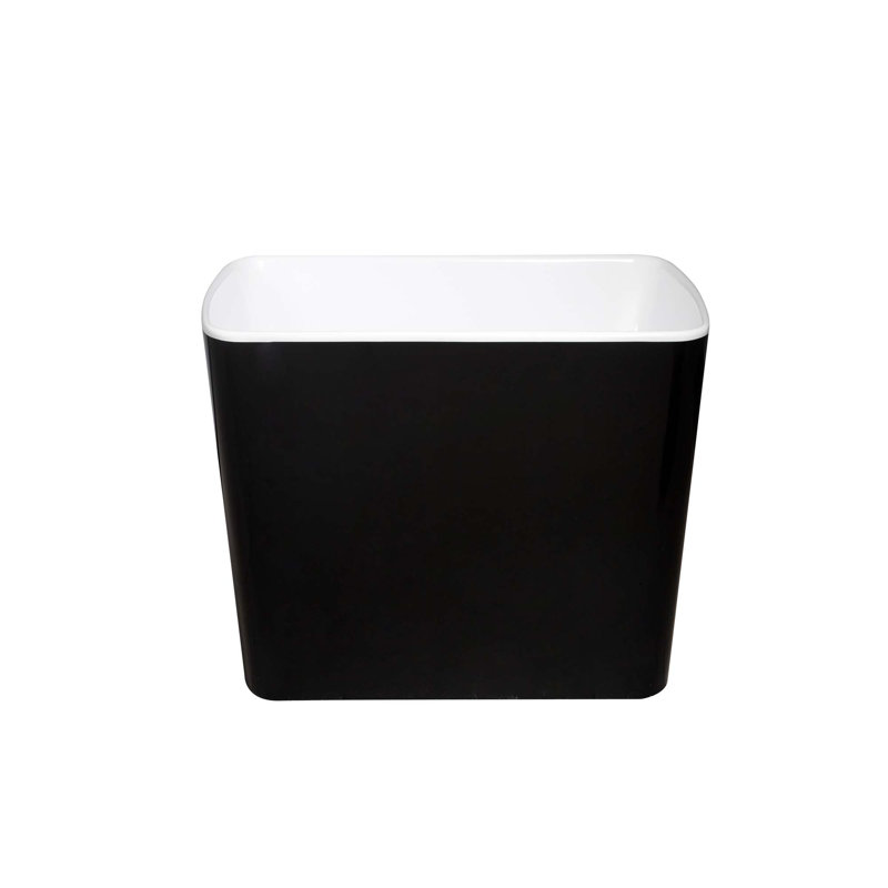 49" Acrylic Freestanding Rectangular Soaking Bathtub With Chrome Overflow And Drain, Black