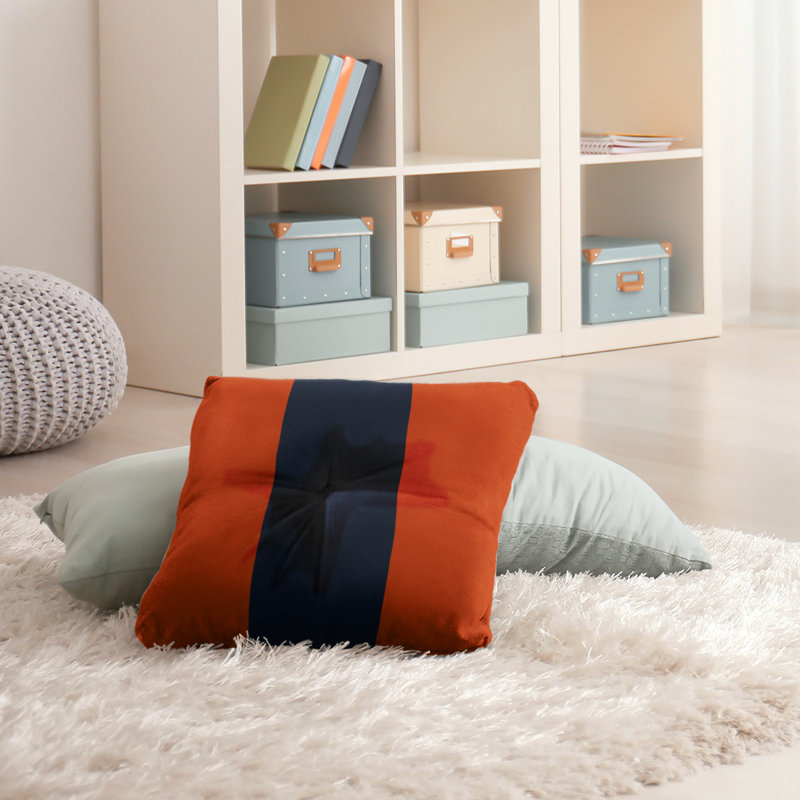  Coussin de sol touffeté, 26 po x 26 po, Orange et bleu marine
