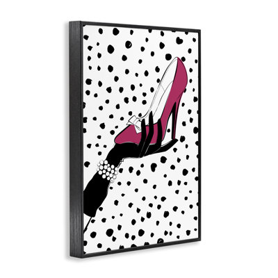 Chaussure rose à pois, estampe numérique par Martina Pavlova