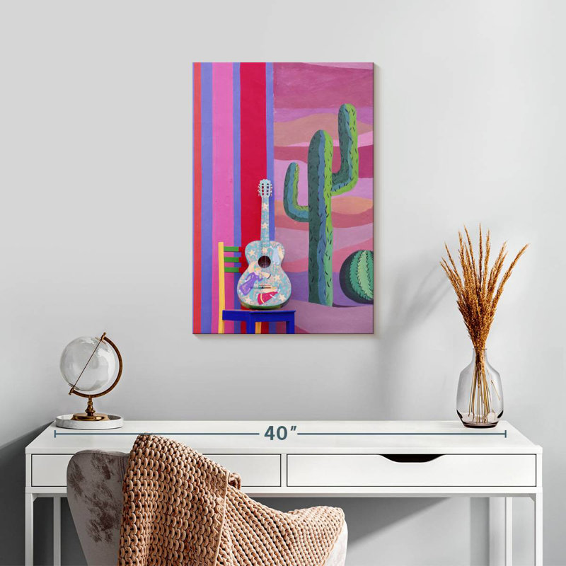 Abarca Guitar And Cactus, 24" H x 16" W