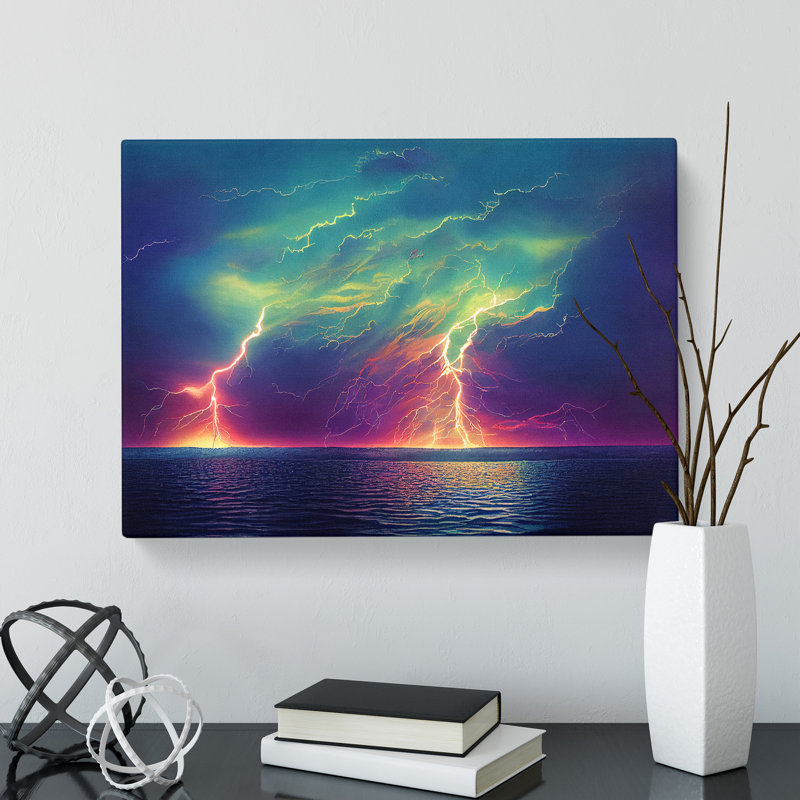 Lightning In Watercolour Vol.1 - Wrapped Canvas, 50cm H x 76cm W x 3cm D