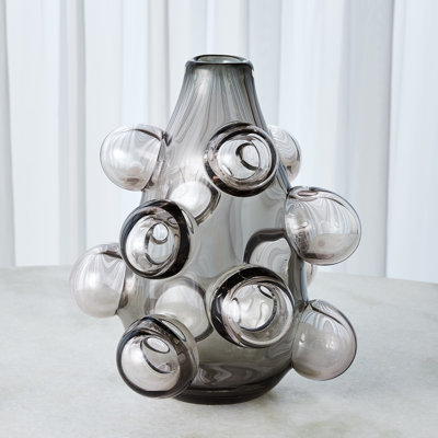Bubbled Vase-Smoke Grey-Lg