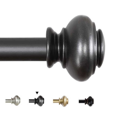 Window Curtain Rods for Windows Adjustable Decorative 3/4 Inch Diameter Single Window Curtain Rod Set with Classic Finials