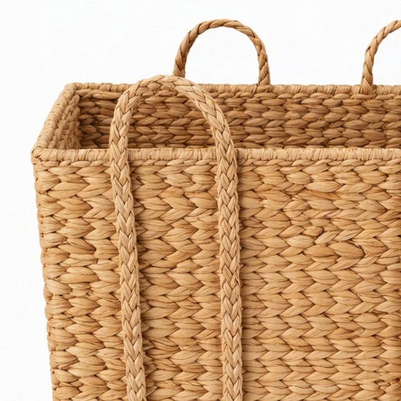 Panier de rangement décoratif et fonctionnel tissé à la main Cole et Grey Seagrass avec poignées tressées, Light Brown