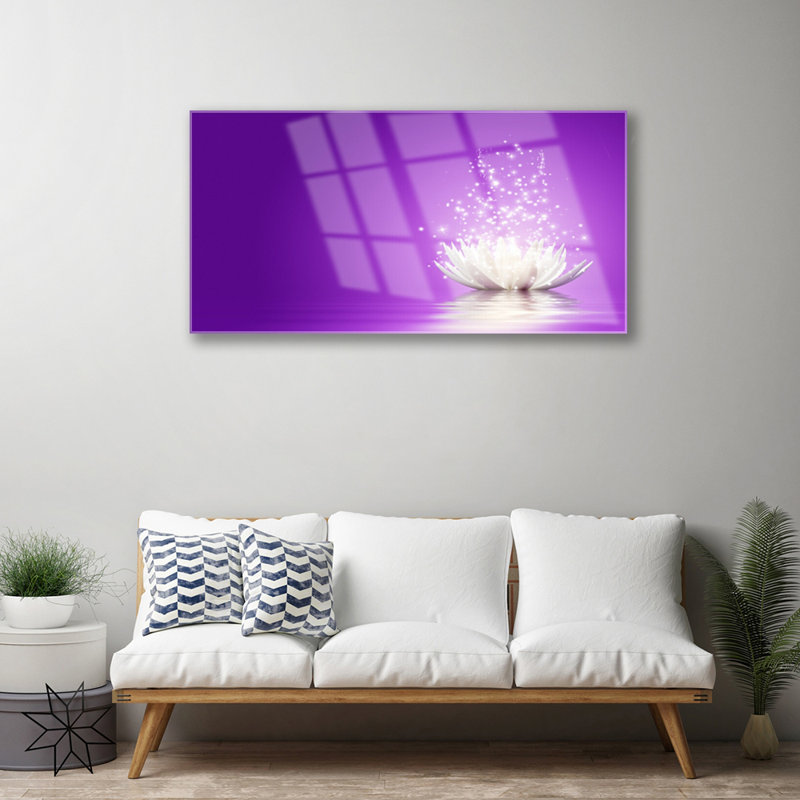 Floral Lotus Flower - Unframed Photograph on Glass, Lavender